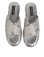 Silver Strass Slides Flats Slippers Shoes