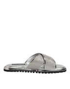 Silver Strass Slides Flats Slippers Shoes