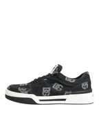 Blue Cotton Denim Logo Low Top Sneakers Shoes