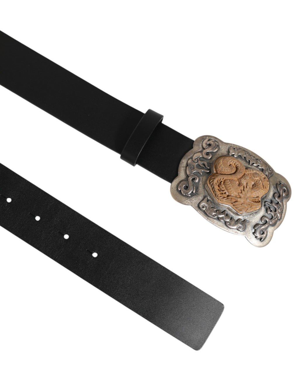 Black Leather Gothic Dragon Metal Buckle Belt