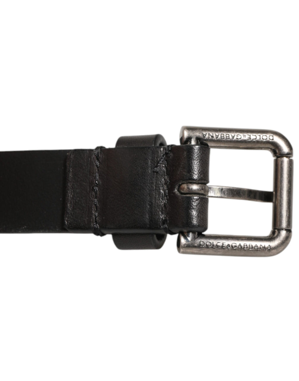 Black Double Strap Leather Silver Buckle Belt