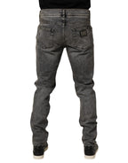 Gray Cotton Stretch Slim Fit Men Denim Jeans