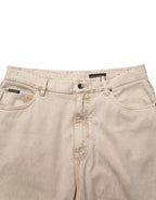 Beige Cotton Straight Denim Trouser Jeans
