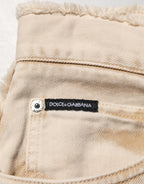 Beige Cotton Straight Denim Trouser Jeans