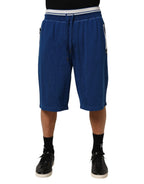 Blue Cotton Blend Bermuda Sweatpants Shorts