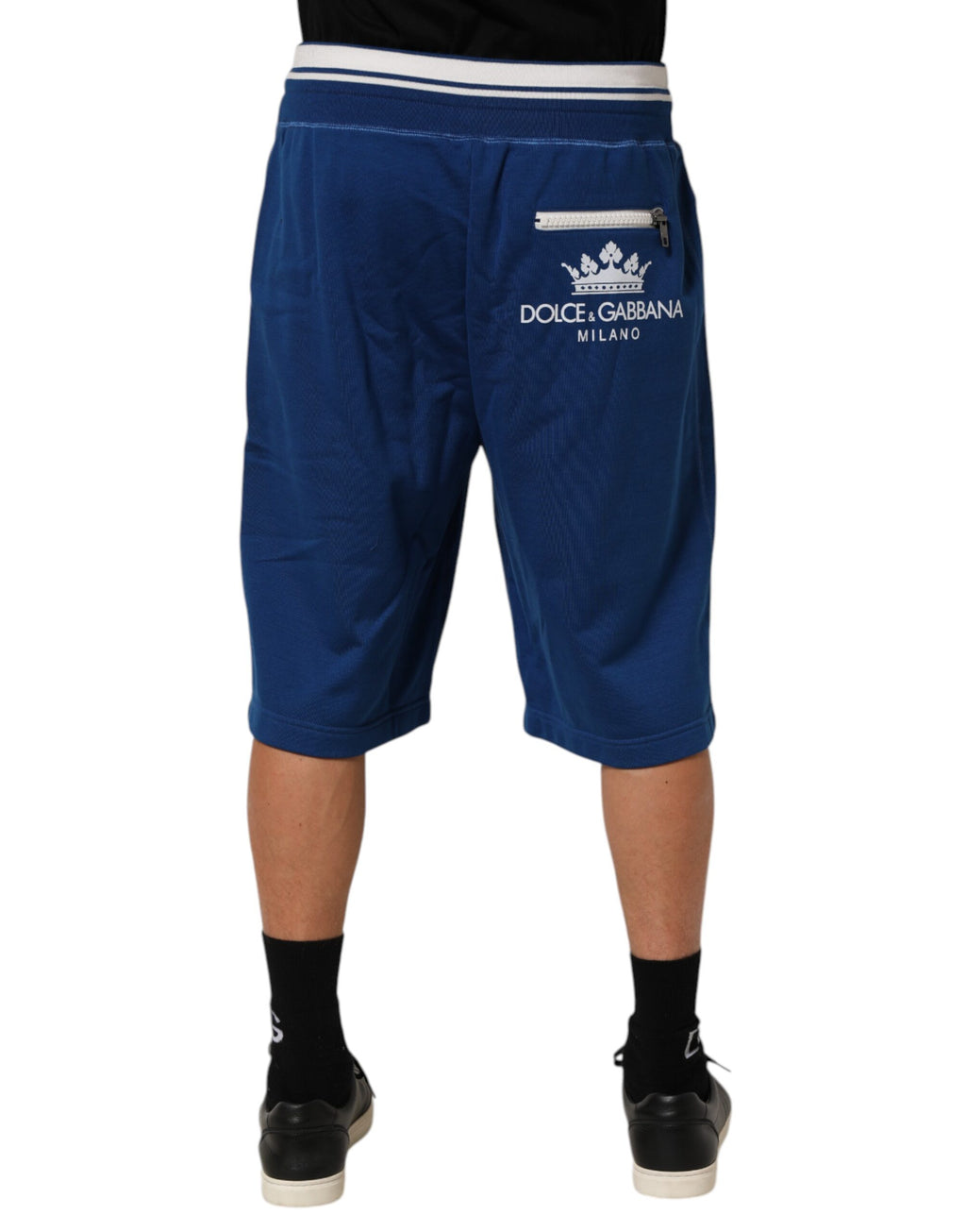 Blue Cotton Blend Bermuda Sweatpants Shorts