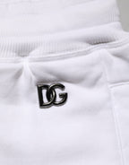 White Cotton Ripped Bermuda Sweatpants Shorts