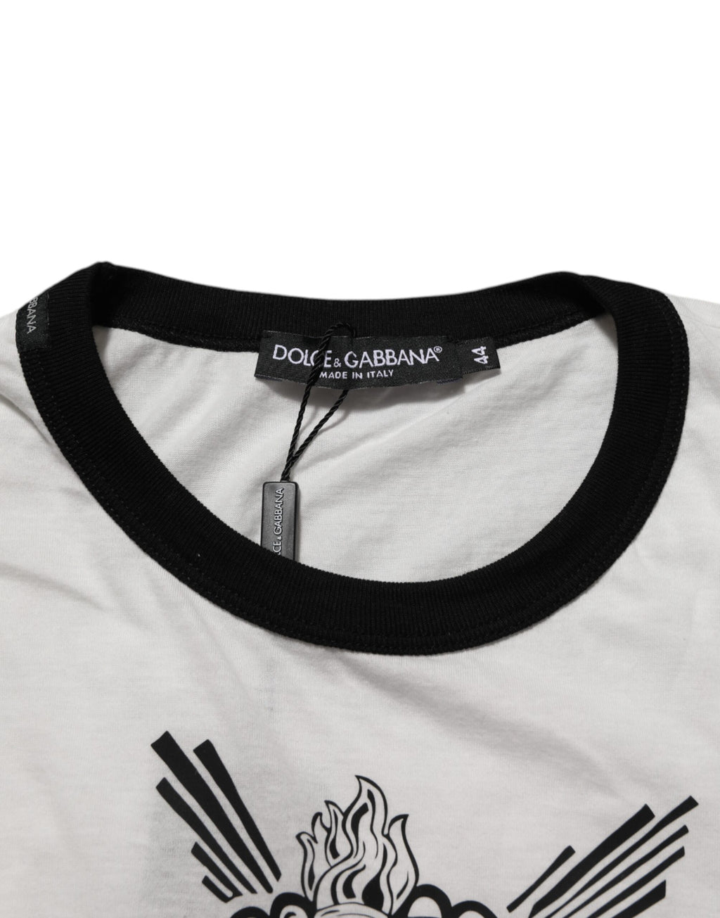 White Sacred Heart Cotton Crew Neck T-shirt