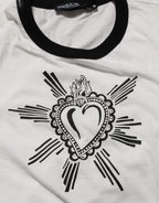 White Sacred Heart Cotton Crew Neck T-shirt