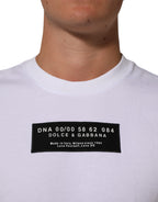 White Cotton Logo Print Crew Neck Men T-shirt