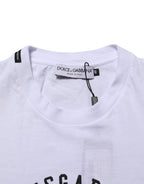 White Cotton Logo Print Crew Neck T-shirt