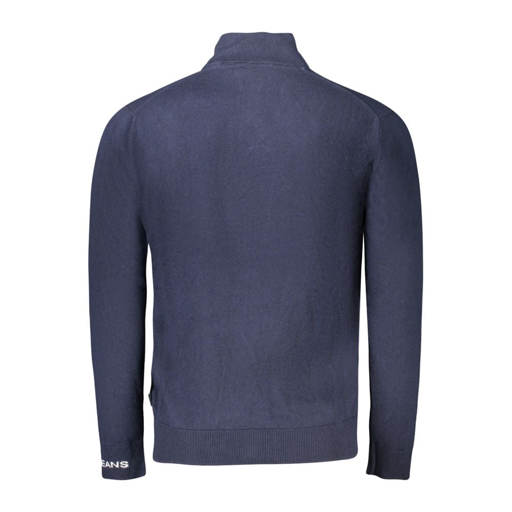 Blue Cotton Men Sweater