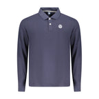 Blue Cotton Men Polo Shirt