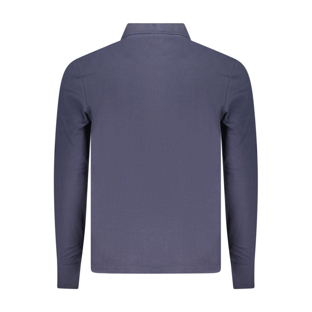 Blue Cotton Men Polo Shirt