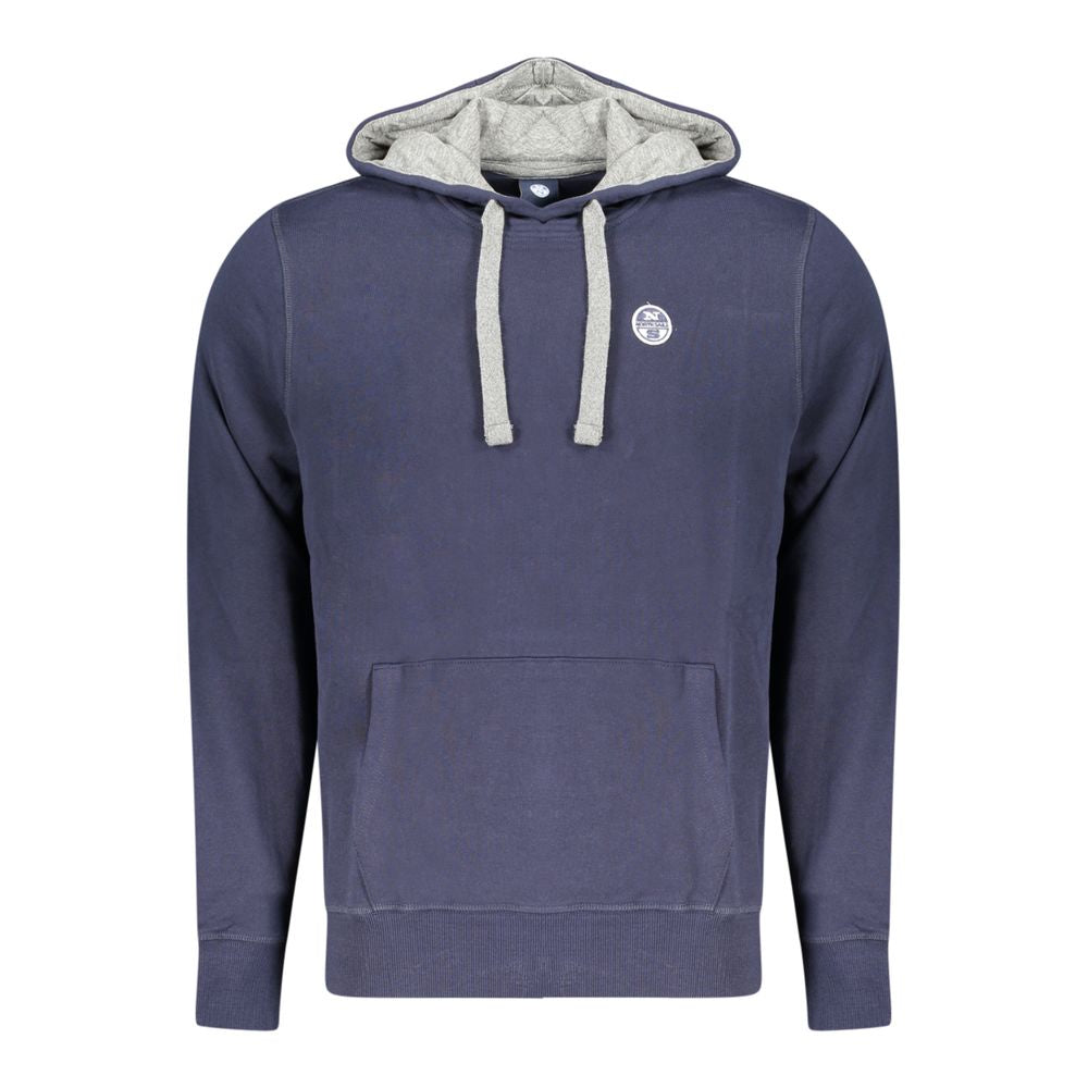 Blue Cotton Men's Hooded Sweatshirt