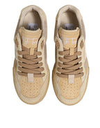 Beige Leather Miami Low Top Sneakers Men Shoes