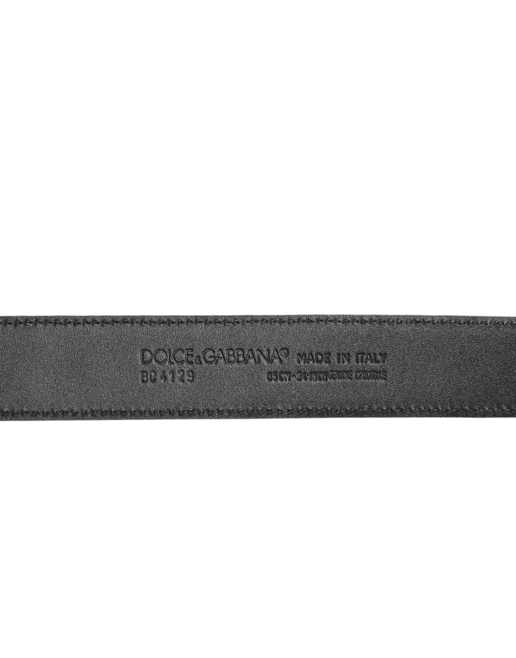 Black Exotic Leather Metal Logo Buckle Belt