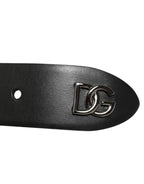 Black Calf Leather Studded Silver Buckle Belt
