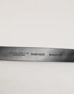 Black Leather Studded Silver-Tone Buckle Belt