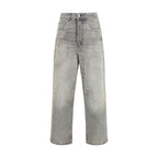 Gray Cotton Straight-Leg Jeans