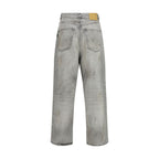 Gray Cotton Straight-Leg Jeans