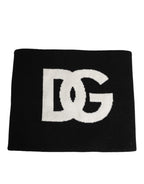 Black D&G Logo Cashmere Knitted Men One Size Scarf