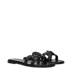 Black Leather Slippers