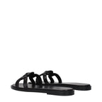 Black Leather Slippers