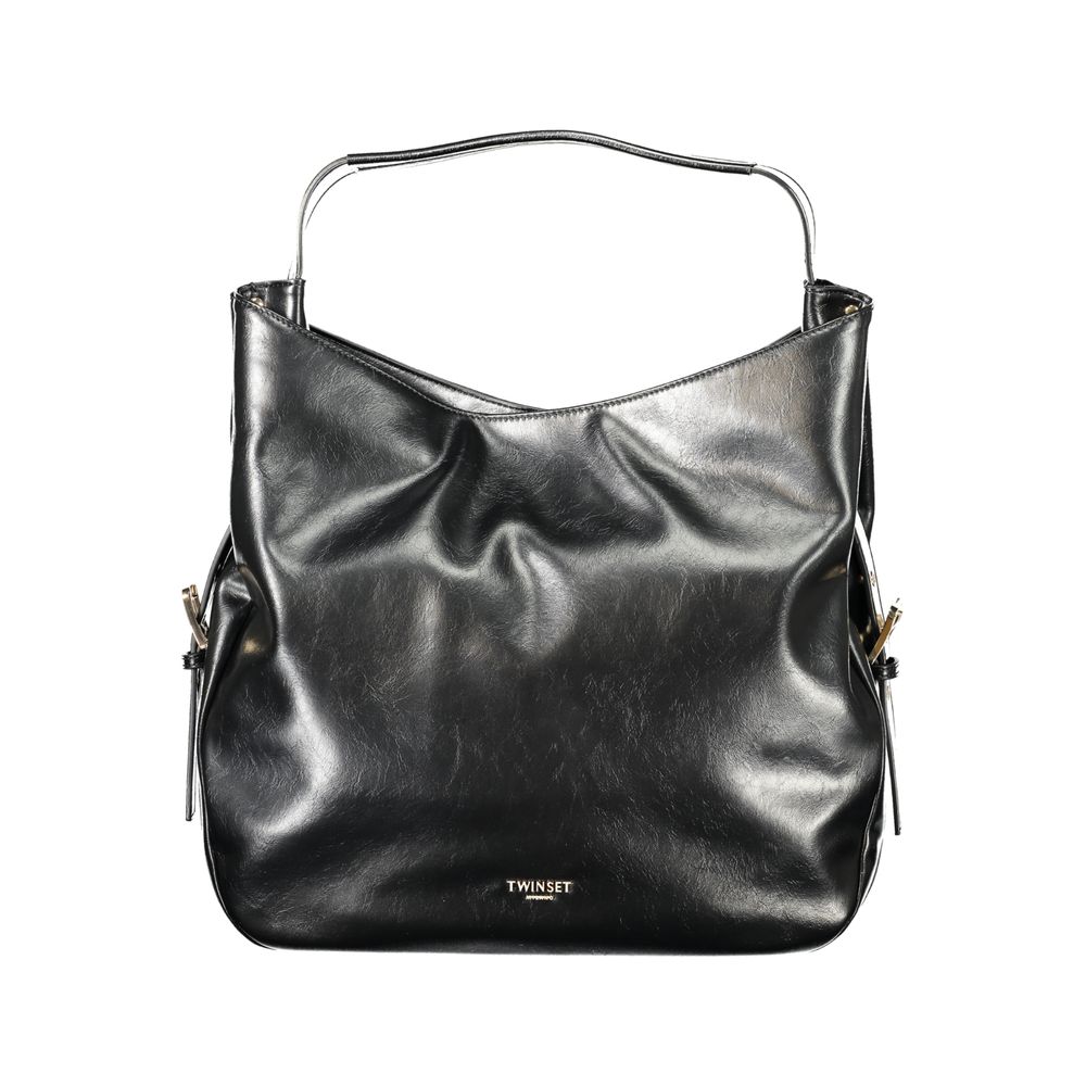 Black Polyurethane Women Hobo Bag