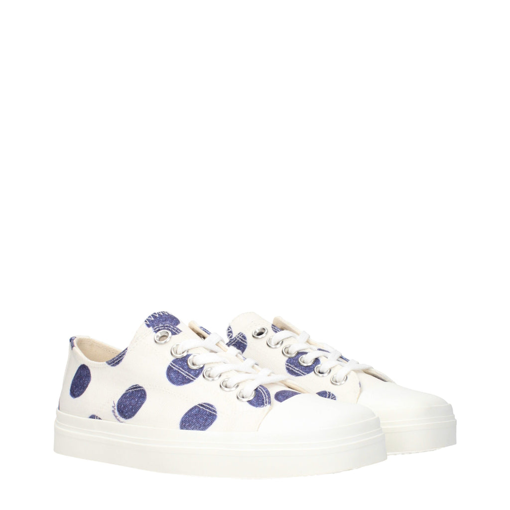 White Fabric Low Top Sneakers
