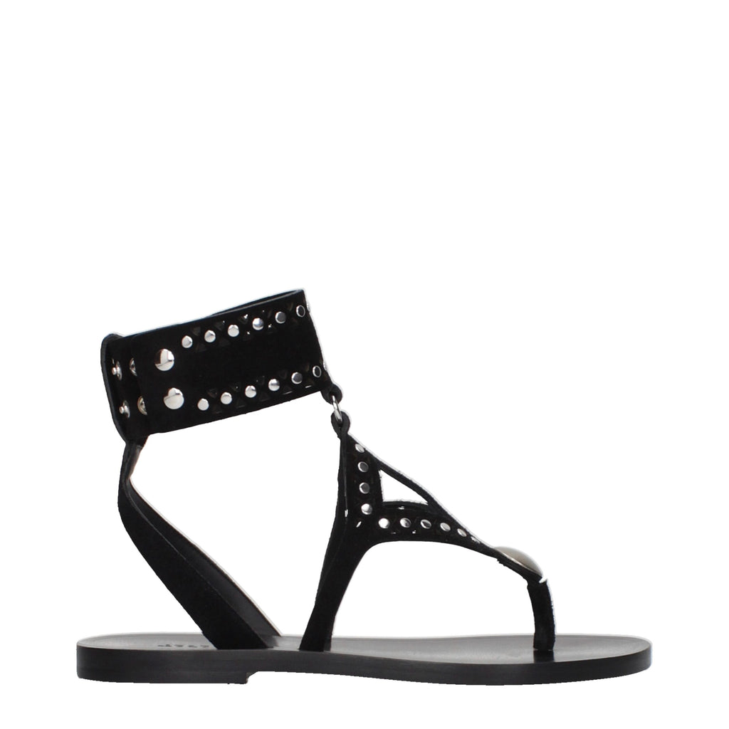 Black Leather Flip-Flop Sandals
