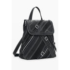Black Polyurethane Women Backpack