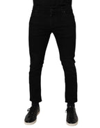 Black Cotton Stretch Skinny Men Denim Jeans