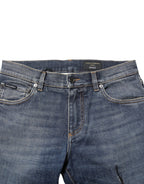 Blue Washed Cotton Skinny Men Denim Jeans
