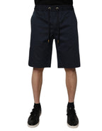 Navy Blue Cotton Stretch Men Bermuda Shorts