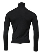 Black Wool Turtle Neck Men Pullover Sweater