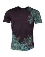 Violet Peacock Feather Men Crew Neck T-Shirt