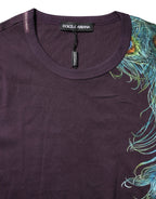 Violet Peacock Feather Men Crew Neck T-Shirt