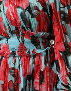 Multicolor Romantic Floral Silk Chiffon Dress