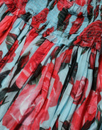 Multicolor Romantic Floral Silk Chiffon Dress