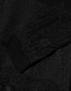 Black Floral Lace Trim Sheath A-line Dress