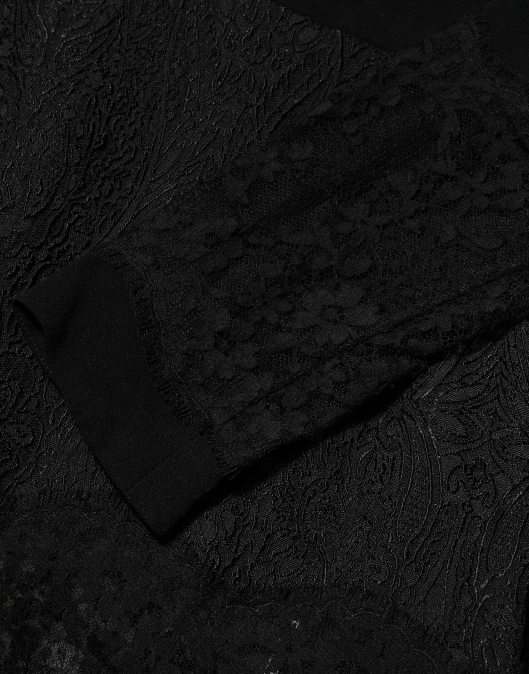 Black Floral Lace Trim Sheath A-line Dress