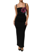Black Flower Applqies Bodycon Sheath Dress