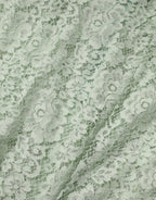 Mint Green Floral Lace Trim Midi Dress