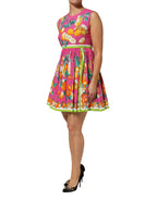 Pink Fruit Print A-line Mini Sleeveless Dress