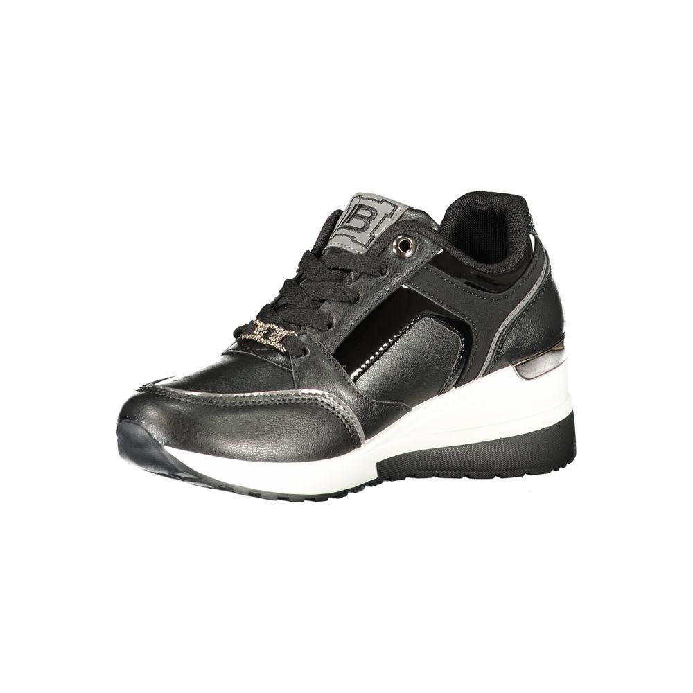 Black Polyurethane Women Sneaker