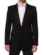 Black SICILIA Crystal Embellished Men Blazer