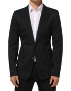 Black Cotton 2 Buttons Suit Jacket Blazer