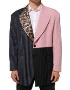 Multicolor Patchwork Single Breasted Jacket Blazer