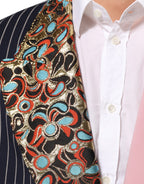 Multicolor Patchwork Single Breasted Jacket Blazer